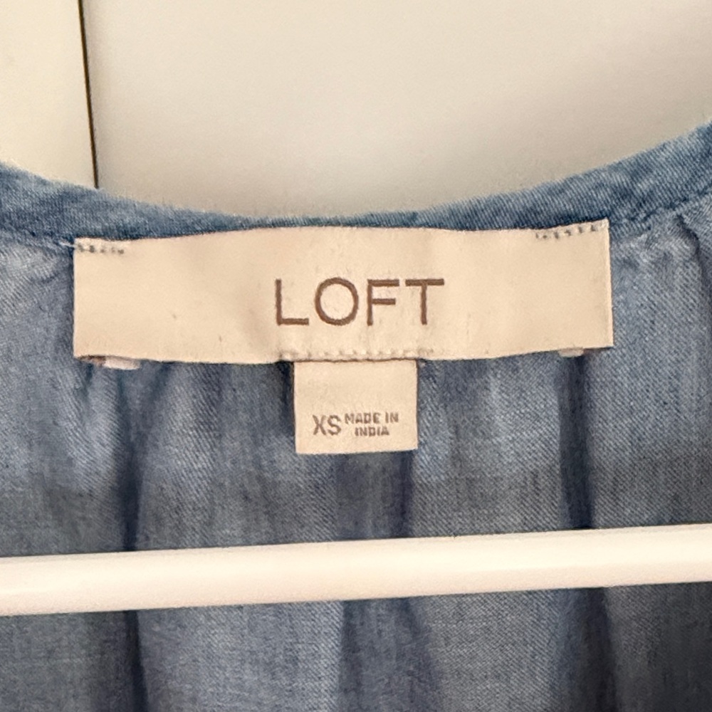 LOFT Light Blue Button-Down Dress - image 2